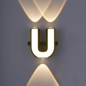 LED Alphabet Wall Lamp Letter Sign Wall Light Black Outside Indoor Decorative Light Letter U