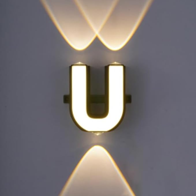 U.jpg LED Alphabet Wall Lamp Letter Sign Wall Light Black Outside Indoor Decorative Light Letter U - Image 1