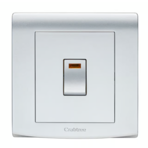 Crabtree 32A Double Pole Switch with Neon Indicator Light (Silver Finish)