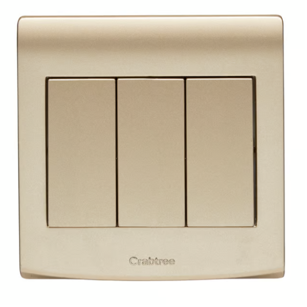 Crabtree 10AX 3 Gang 2 Way Switch (Luxurious Gold Finish)