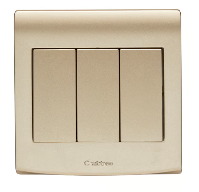Untitled-113.png Crabtree 10AX 3 Gang 2 Way Switch (Luxurious Gold Finish) - Image 1