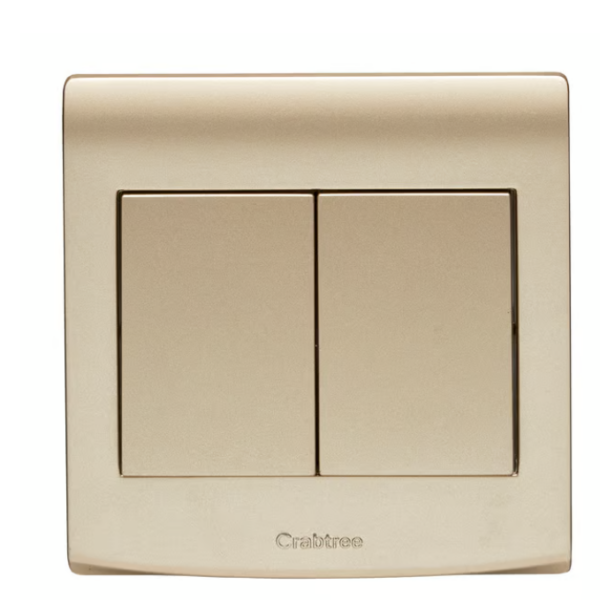 Crabtree 10AX 2 Gang 2 Way Switch (GOLD)