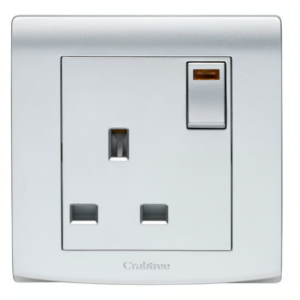 Crabtree 13A Switched Socket with Neon Indicator Light (Silver Finish)