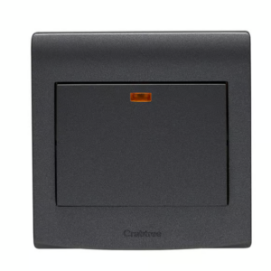 Crabtree Heavy-Duty 20A Double Pole Switch with Neon Indicator (Black Finish)