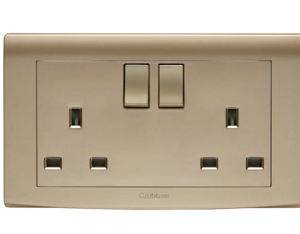 Crabtree 13A Double Switched Socket (2 Gang) in Luxurious Gold Finish