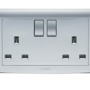 Crabtree 13A Double Switched Socket (2 Gang) in Sleek Silver Finish