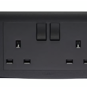 Crabtree 13A Double Switched Socket (2 Gang) in Black Finish
