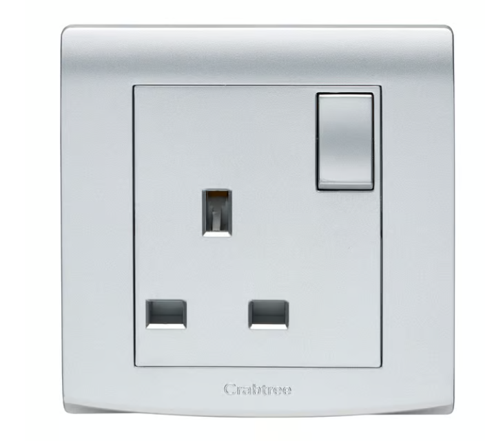 Untitled-129.png Crabtree 13A Switched Socket with Neon Indicator Light (Silver Finish) - Image 1