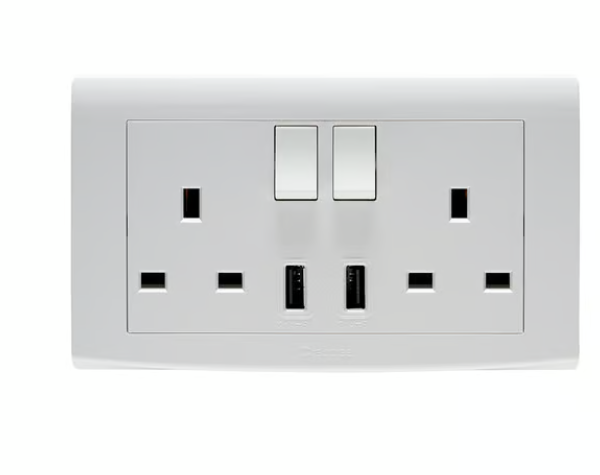 Crabtree 13A Switched Socket with 4.2A USB Charger (2 Gang)