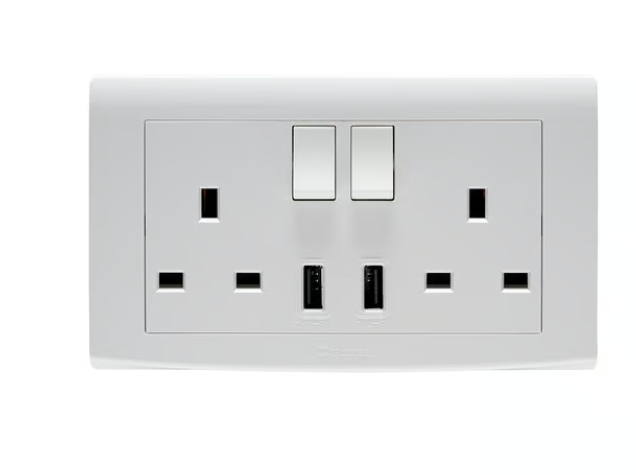Untitled-140.png Crabtree 13A Switched Socket with 4.2A USB Charger (2 Gang) - Image 1