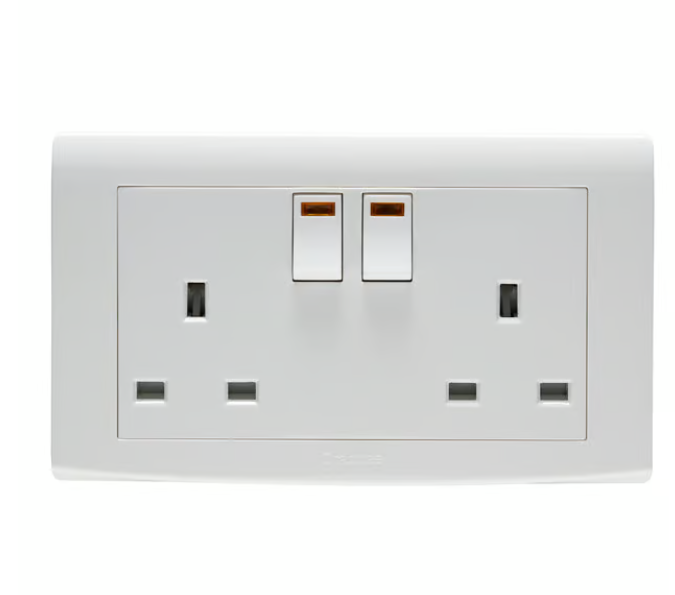 Untitled-142-1.png Crabtree 13A Double Switched Socket with Neon Indicator Light (2 Gang) - Image 1