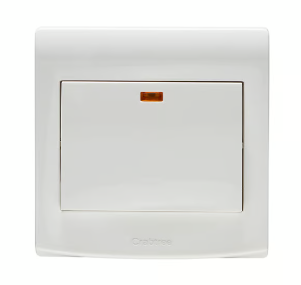 Crabtree 20A Single Gang Switch with Neon Indicator Light