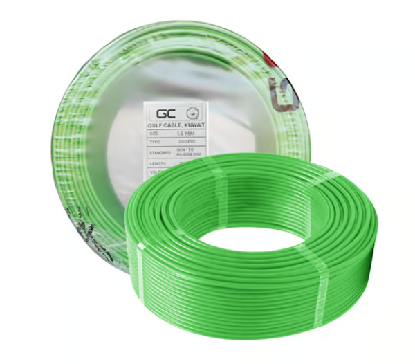 GULF CABLE Wire 1mm, Cu/Pvc,Single Core, Green