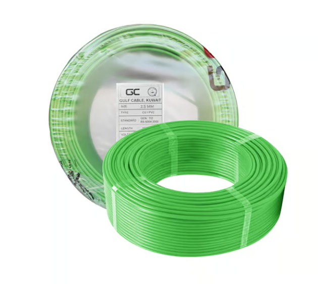 Untitled-20-2.png GULF CABLES Wire 2.5mm, Cu/Pvc,Single Core, Green - Image 1