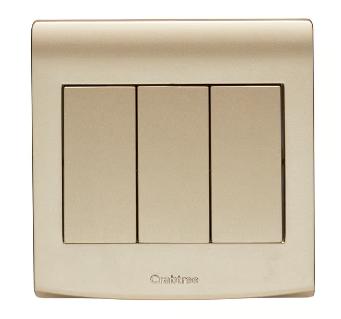 Untitled-24.png Crabtree 10AX 3 Gang 2 Way Switch (Luxurious Gold Finish) - Image 1