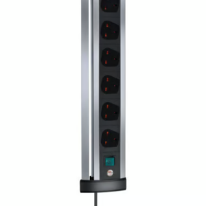 BRENNENSTUHL Premium Office Line Alu Extension Lead BS 6 Way 3Mtr 1.25mm  Black Silver