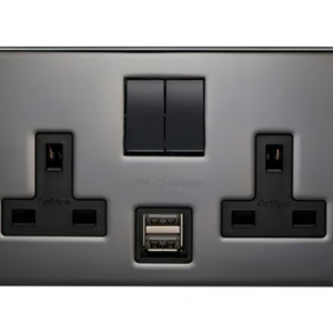 CRABTREE13A 2 Gang DP Switched Socket with USB - Platinum