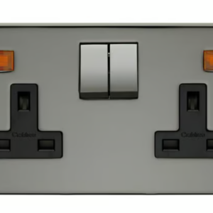 Crabtree Double Switched Socket with Neon Indicator Light (Platinum Finish)