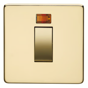 Crabtree 1 Gang Switch with Neon Indicator (Gold Vertical Plate)