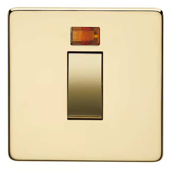Crabtree 1 Gang Switch with Neon Indicator (Gold Vertical Plate)