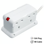 MASTERPLUG 4 socket Compact Extension with indicator, 1 Meter WHITE