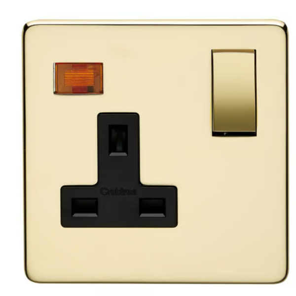 Crabtree 13A 1 Gang DP Switched Socket with Neon Indicator (Gold)