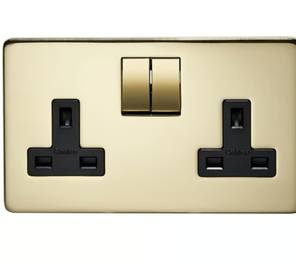 Crabtree 13A Double Pole Switched Socket (2 Gang, Gold Finish)