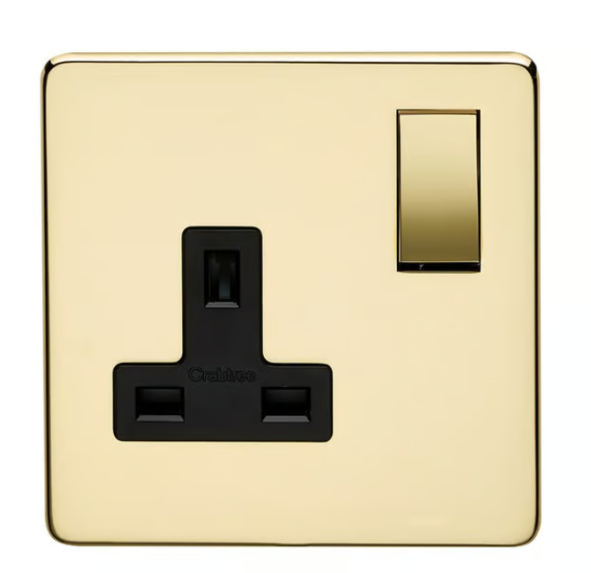 Untitled-45-1.png Crabtree 13A 1 Gang Double Pole Switched Socket (Gold Finish) - Image 1
