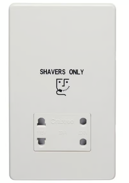 Crabtree White Shaver Supply Unit for a Clean and Functional Bathroom