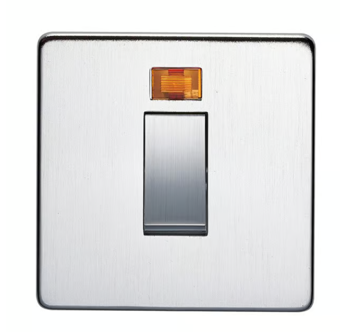 Untitled-52.png Crabtree 20A Double Pole Switch with Neon Indicator Light (Satin Chrome Finish) - Image 1