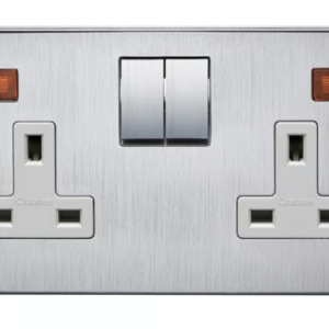 Crabtree 13A Double Pole Switched Socket with Neon (Satin Chrome Finish)
