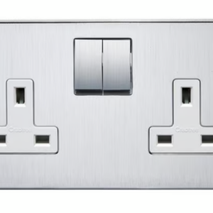 Crabtree 13A Double Pole Switched Socket (2 Gang, Satin Chrome Finish)