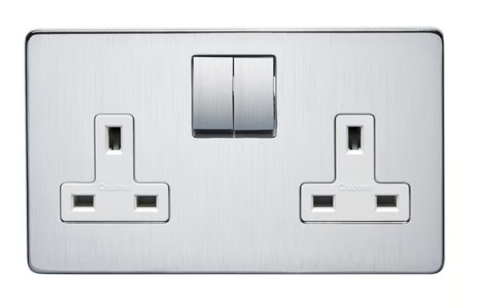 Untitled-55-1.png Crabtree 13A Double Pole Switched Socket (2 Gang, Satin Chrome Finish) - Image 1