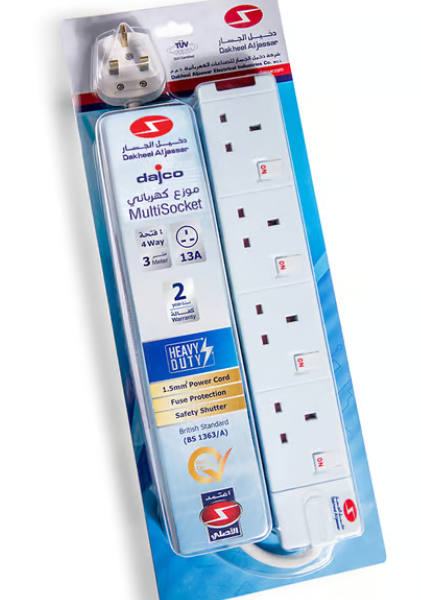 DAJCO Extension 3 Mtr 13A 4 Way Individually Switched
