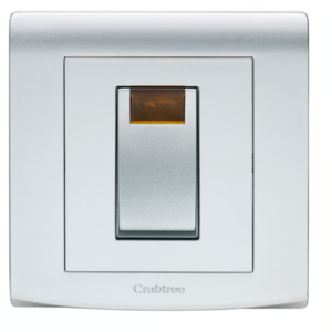 Crabtree 5A Double Pole Switch with Neon Indicator Light (Silver Finish)
