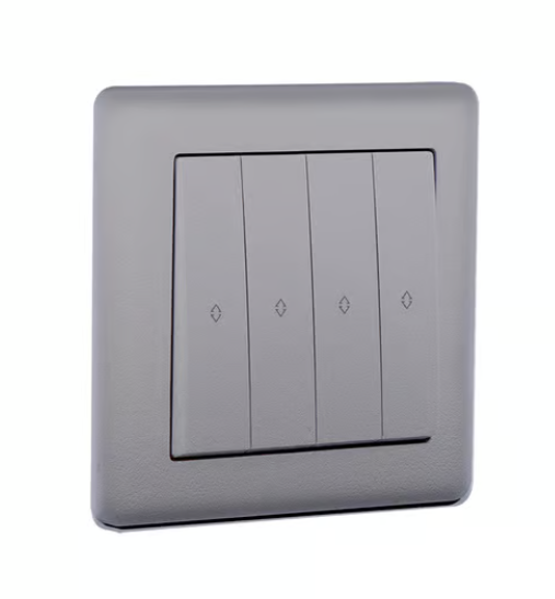 Untitled-76-1.png Makel 20A SP 4-Gang 2-Way Light Switch (Silver) with Arrows - Image 1