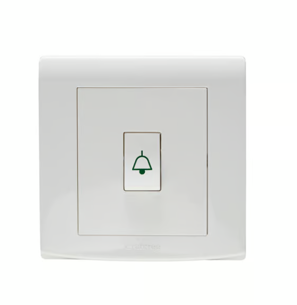 CRABTREE 10A 1 gang 1 way push switch bell symbol