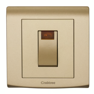 Crabtree 45A Double Pole Switch with Neon Indicator Light (Silver Finish)
