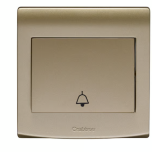 CRABTREE 10AX 1 gang 1 way push switch bell Gold
