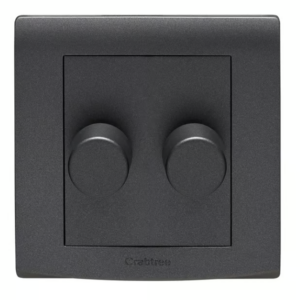 Crabtree Black 2-Gang LED Dimmer Switch (2-Way) for Multi-Light Control