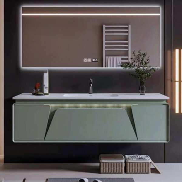 60 cm Vanity Cabinet in Soft Green with LED Lighting