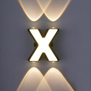 LED Alphabet Wall Lamp Letter Sign Wall Light Black Outside Indoor Decorative Light Letter X