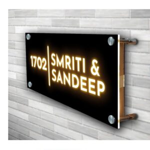 Acrylic Name Plate with LED Light – Customizable (16x30cm)