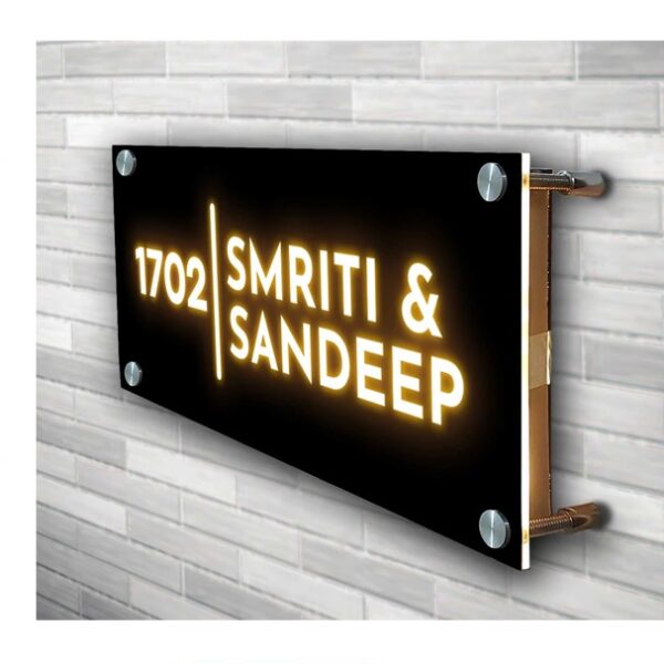 Acrylic Name Plate with LED Light – Customizable (16x30cm)