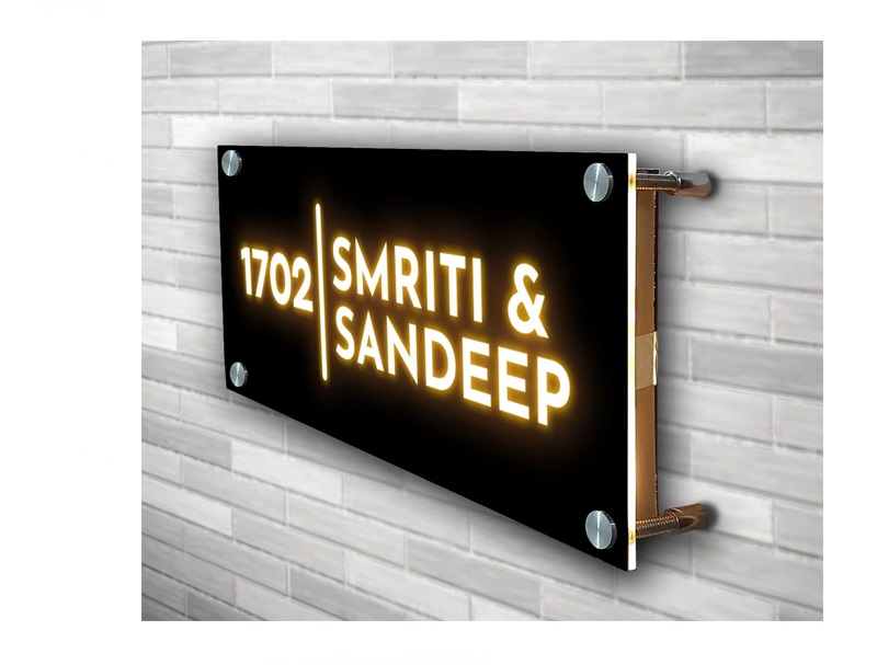 acrylic1.jpg Acrylic Name Plate with LED Light – Customizable (16x30cm) - Image 1