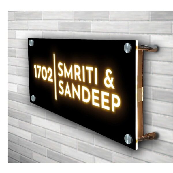 Acrylic Name Plate with LED Light – Customizable (30x50cm)