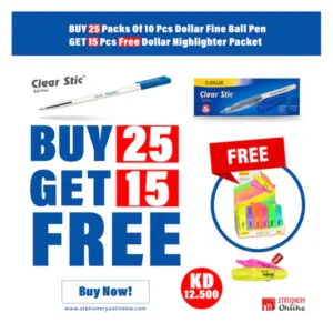 Dollar® Offer Clear Stic® F 0.7mm Ball Pen Pack of 10's X 50 Free Highlighter HL-625 Pack of 30's & Dollar® Offer Clear Stic® F 0.7mm Ball Pen Pack of 10's X 25 Free Highlighter HL-625 Pack of 15's