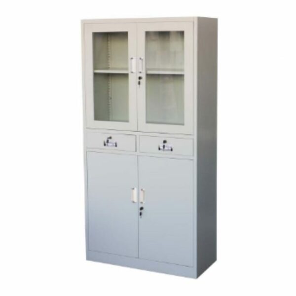 Steel Cabinet with 2 Drawers & Glass Door