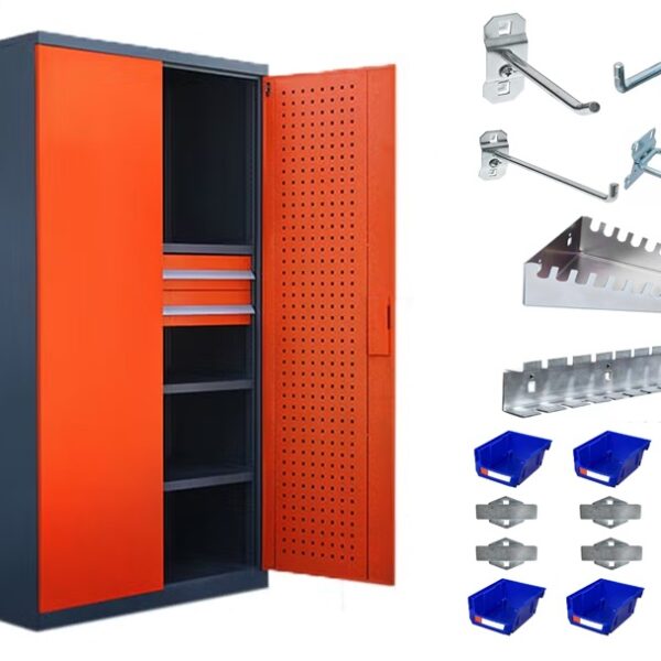 Workshop Cabinet with Drawers, Pegboard