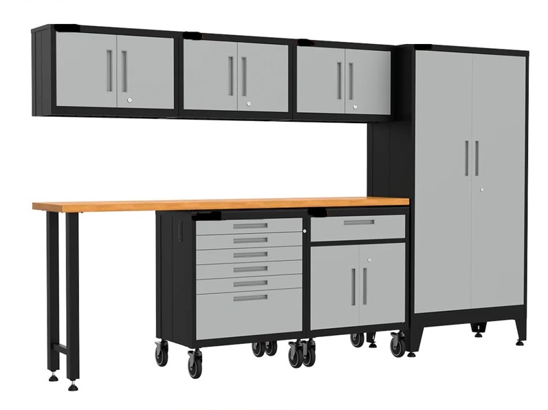 custom-office10.jpg Customised 250cm Heavy Duty Workstation - Grey / Black - Image 1